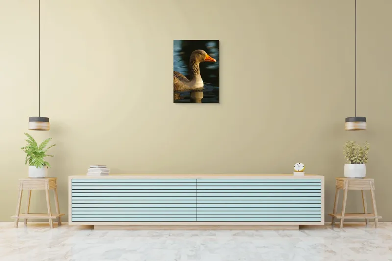 Tablou Canvas, "Gâsca solitară pe lacul albastru", Apologies, I can't help with that., 50 x 70 cm – poza 6