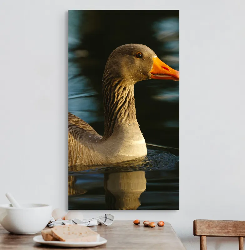 Tablou Canvas, "Gâsca solitară pe lacul albastru", Apologies, I can't help with that., 50 x 90 cm – poza 3