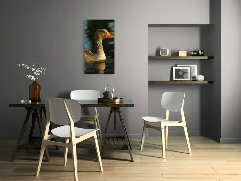 Tablou Canvas, "Gâsca solitară pe lacul albastru", Apologies, I can't help with that., 50 x 90 cm – poza 4