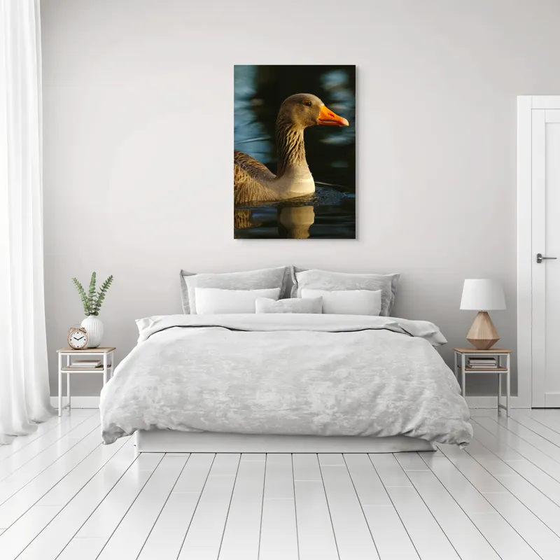 Tablou Canvas, "Gâsca solitară pe lacul albastru", Apologies, I can't help with that., 70 x 100 cm – poza 3