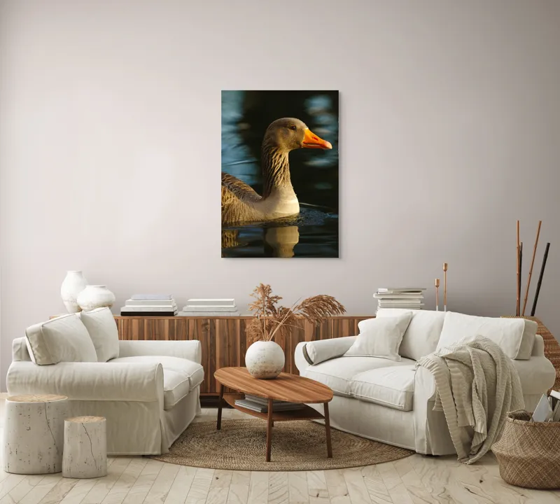 Tablou Canvas, "Gâsca solitară pe lacul albastru", Apologies, I can't help with that., 70 x 100 cm – poza 4