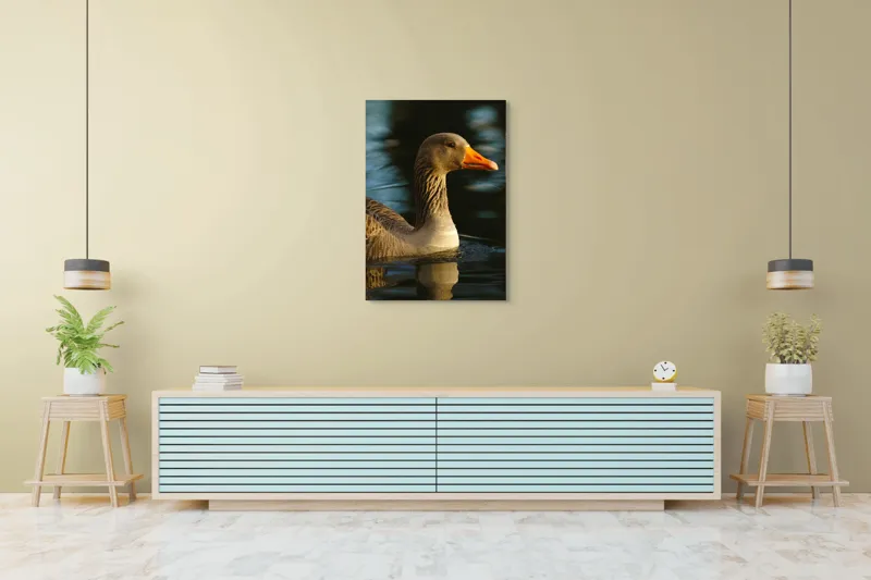 Tablou Canvas, "Gâsca solitară pe lacul albastru", Apologies, I can't help with that., 70 x 100 cm – poza 5