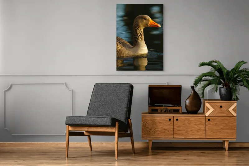 Tablou Canvas, "Gâsca solitară pe lacul albastru", Apologies, I can't help with that., 70 x 100 cm – poza 6