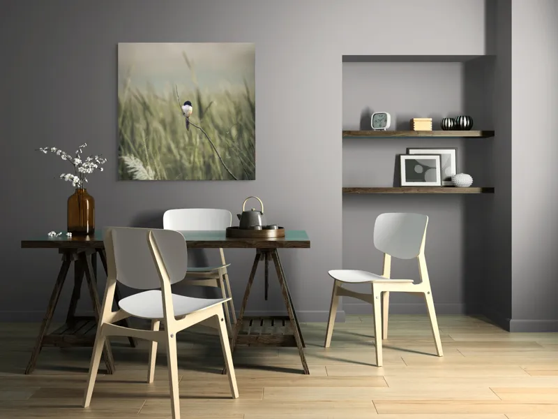 Tablou Canvas, "Pasărea singuratică în câmpul de iarbă", Pasăre, Luncă, Delicatețe, Natură, Măreție, Linie, Verde, Câmpie, Solitudine, Armonie, 100 x 100 cm – poza 6