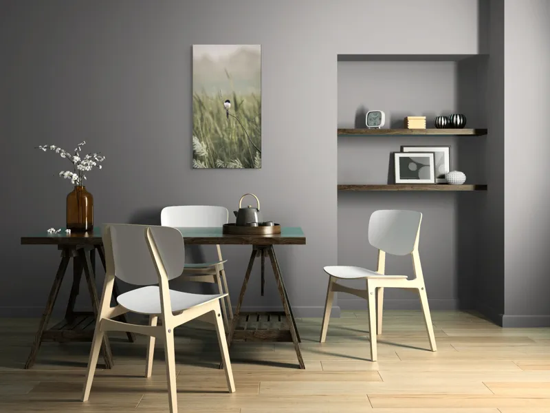 Tablou Canvas, "Pasărea singuratică în câmpul de iarbă", Pasăre, Luncă, Delicatețe, Natură, Măreție, Linie, Verde, Câmpie, Solitudine, Armonie, 50 x 90 cm – poza 4