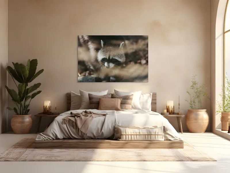 Tablou Canvas, "Curiosul raton în lumina dimineții", Blană, Masca, Natură, Curiozitate, Pădure, Noapte, Ochii, Boticul, Urechi, Straturi, 150 x 100 cm – poza 4