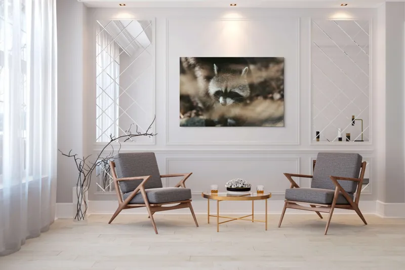 Tablou Canvas, "Curiosul raton în lumina dimineții", Blană, Masca, Natură, Curiozitate, Pădure, Noapte, Ochii, Boticul, Urechi, Straturi, 150 x 100 cm – poza 7