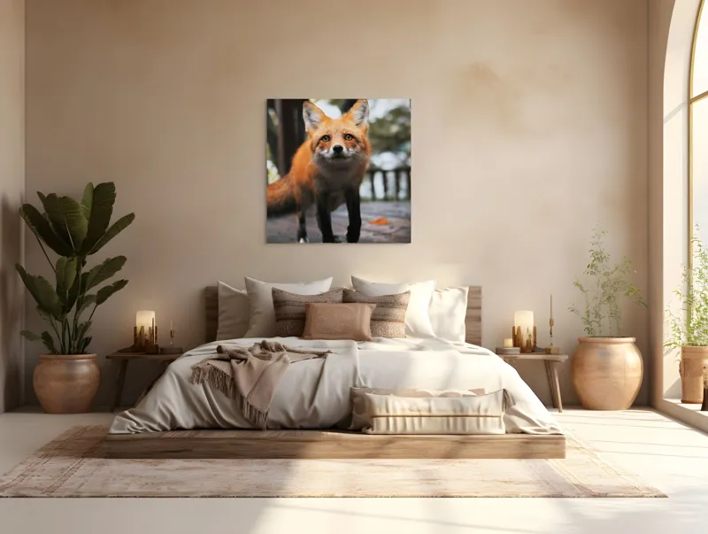 Tablou Canvas, "Vulpea curioasă păşeşte agale", Roșcată, Jucăușă, Curioasă, Elegantă, Naturală, Fermecătoare, Alergătoare, Păduratică., 100 x 100 cm – poza 4