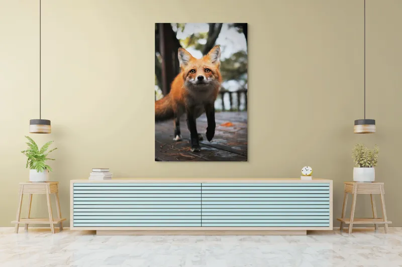 Tablou Canvas, "Vulpea curioasă păşeşte agale", Roșcată, Jucăușă, Curioasă, Elegantă, Naturală, Fermecătoare, Alergătoare, Păduratică., 100 x 150 cm – poza 4