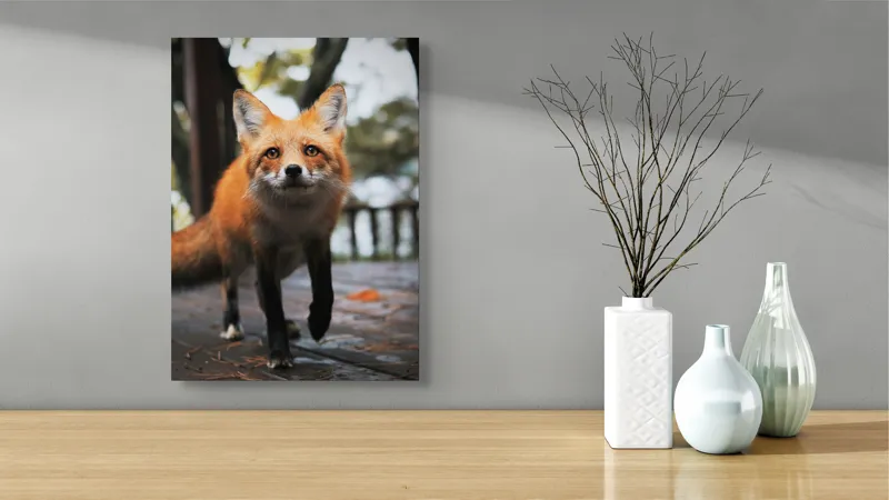 Tablou Canvas, "Vulpea curioasă păşeşte agale", Roșcată, Jucăușă, Curioasă, Elegantă, Naturală, Fermecătoare, Alergătoare, Păduratică., 39 x 54 cm – poza 4