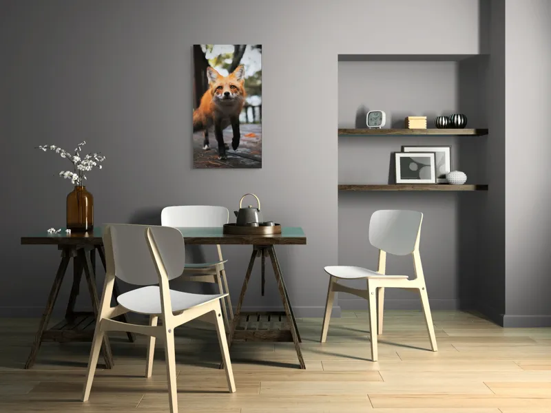 Tablou Canvas, "Vulpea curioasă păşeşte agale", Roșcată, Jucăușă, Curioasă, Elegantă, Naturală, Fermecătoare, Alergătoare, Păduratică., 50 x 90 cm – poza 4