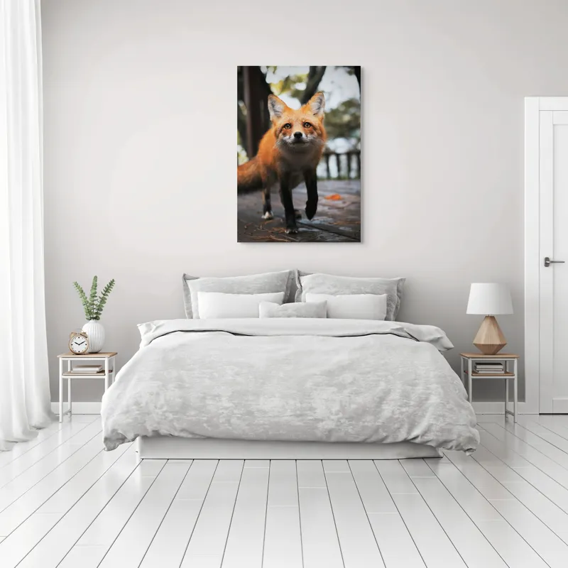 Tablou Canvas, "Vulpea curioasă păşeşte agale", Roșcată, Jucăușă, Curioasă, Elegantă, Naturală, Fermecătoare, Alergătoare, Păduratică., 70 x 100 cm – poza 3