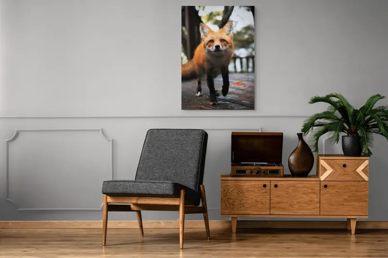 Tablou Canvas, "Vulpea curioasă păşeşte agale", Roșcată, Jucăușă, Curioasă, Elegantă, Naturală, Fermecătoare, Alergătoare, Păduratică., 70 x 100 cm – poza 6
