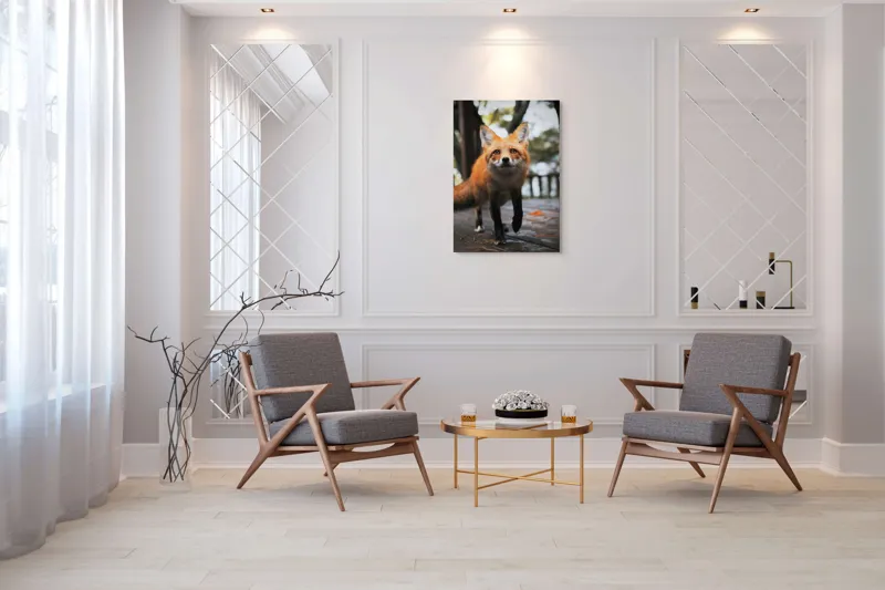 Tablou Canvas, "Vulpea curioasă păşeşte agale", Roșcată, Jucăușă, Curioasă, Elegantă, Naturală, Fermecătoare, Alergătoare, Păduratică., 70 x 100 cm – poza 8