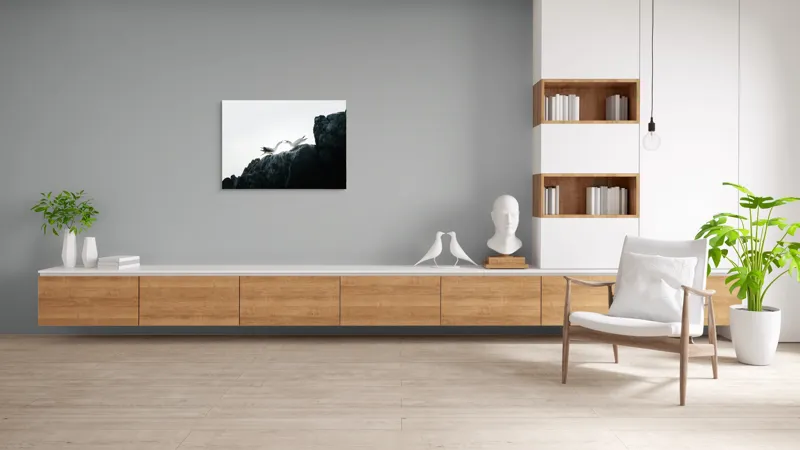 Tablou Canvas, "Dansul păsărilor pe stânci mărețe", Păsări, Stânci, Cer, Zbor, Lumină, Natură, Vedere, Frumusețe., 100 x 70 cm – poza 6