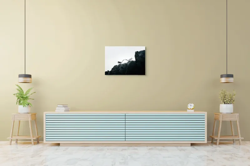 Tablou Canvas, "Dansul păsărilor pe stânci mărețe", Păsări, Stânci, Cer, Zbor, Lumină, Natură, Vedere, Frumusețe., 70 x 50 cm – poza 7