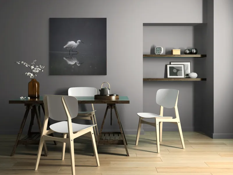 Tablou Canvas, "Egreta solitară în ceața dimineții", Egret, Eleganță, Reflexie, Apă, Ceață, Natură, Liniște, 100 x 100 cm – poza 6