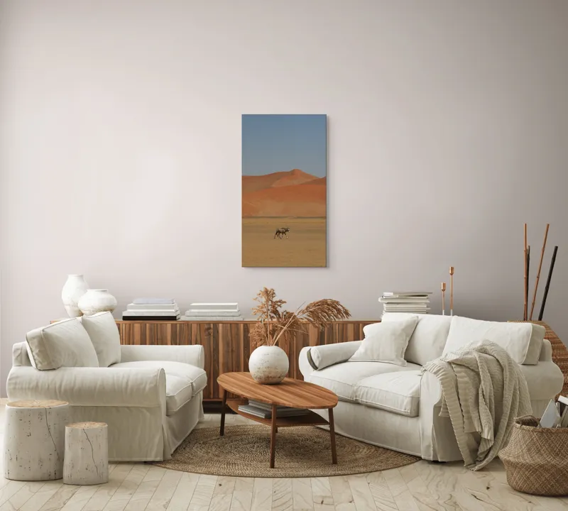 Tablou Canvas, "Oryx singur în deșertul arid", Deșert, Antilopă, Dune, Singurătate, Cer, Ariditate, Natură, Savană., 50 x 90 cm – poza 7