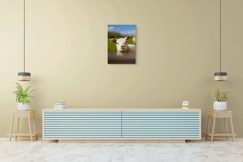 Tablou Canvas, "Miel curios sub cer senin", Blând, Curiozitate, Verdeață, Vânt, Câmpie, Cer, Urechi, Animăluț, Natură, Primăvară, 50 x 70 cm – poza 6