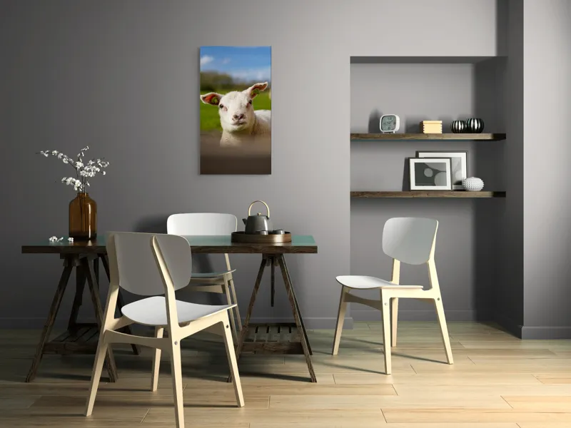 Tablou Canvas, "Miel curios sub cer senin", Blând, Curiozitate, Verdeață, Vânt, Câmpie, Cer, Urechi, Animăluț, Natură, Primăvară, 50 x 90 cm – poza 4