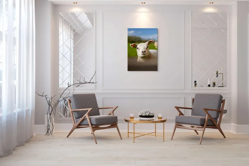 Tablou Canvas, "Miel curios sub cer senin", Blând, Curiozitate, Verdeață, Vânt, Câmpie, Cer, Urechi, Animăluț, Natură, Primăvară, 70 x 100 cm – poza 8