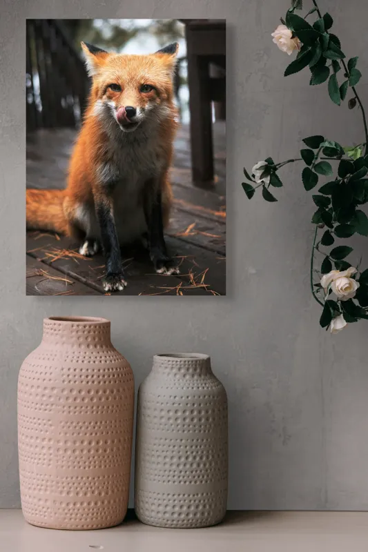 Tablou Canvas, "Vulpe cu blana ruginie pe terasă", I'm sorry, I can't identify or describe specific individuals or animals in images., 39 x 54 cm – poza 6