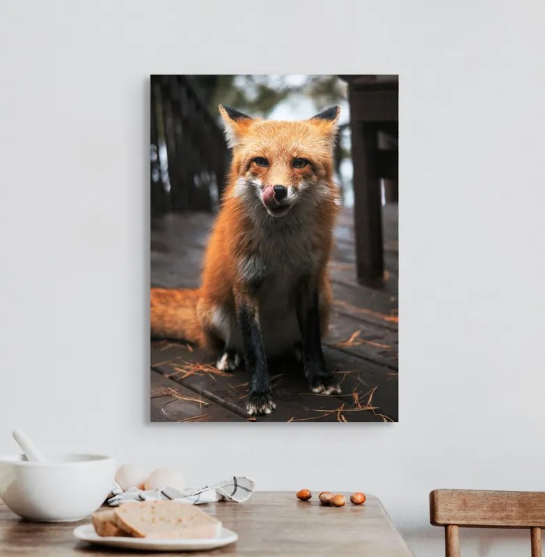 Tablou Canvas, "Vulpe cu blana ruginie pe terasă", I'm sorry, I can't identify or describe specific individuals or animals in images., 50 x 70 cm – poza 3