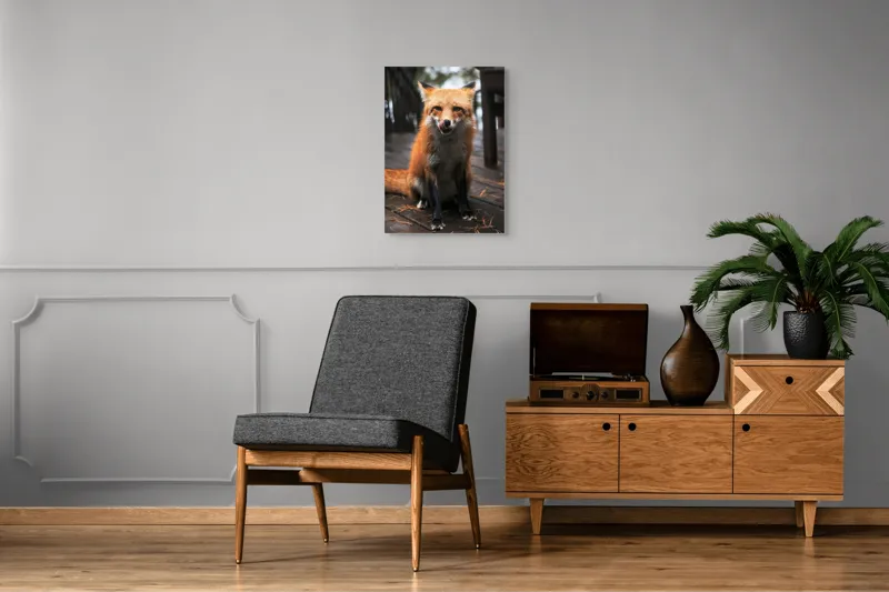 Tablou Canvas, "Vulpe cu blana ruginie pe terasă", I'm sorry, I can't identify or describe specific individuals or animals in images., 50 x 70 cm – poza 8