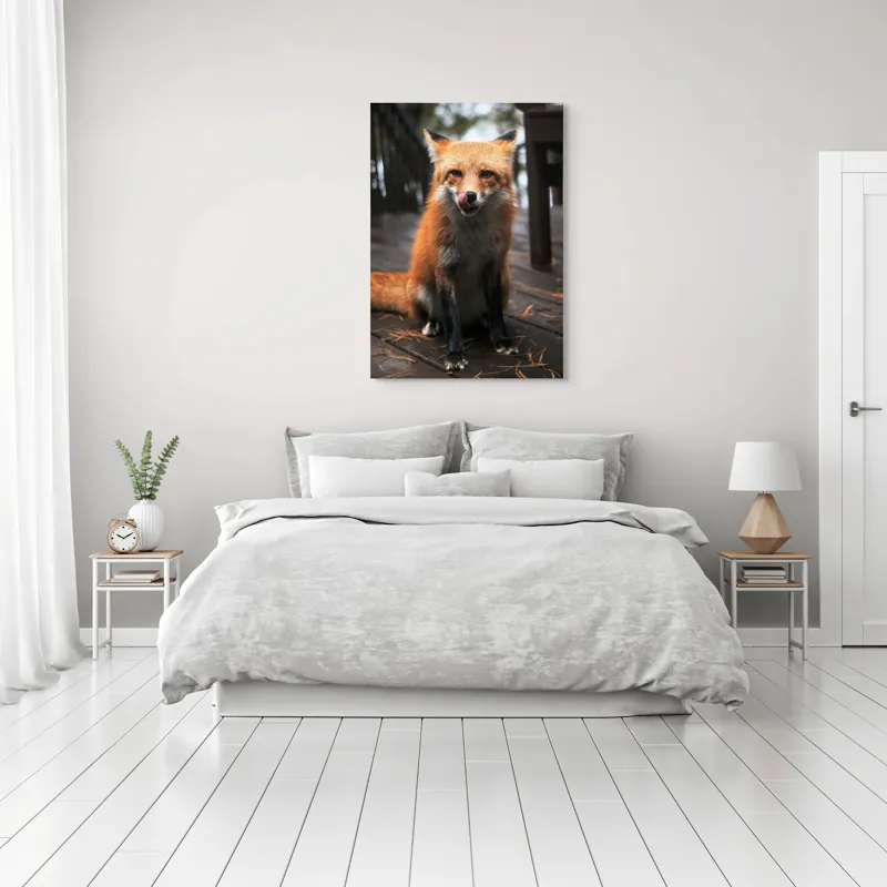 Tablou Canvas, "Vulpe cu blana ruginie pe terasă", I'm sorry, I can't identify or describe specific individuals or animals in images., 70 x 100 cm – poza 3