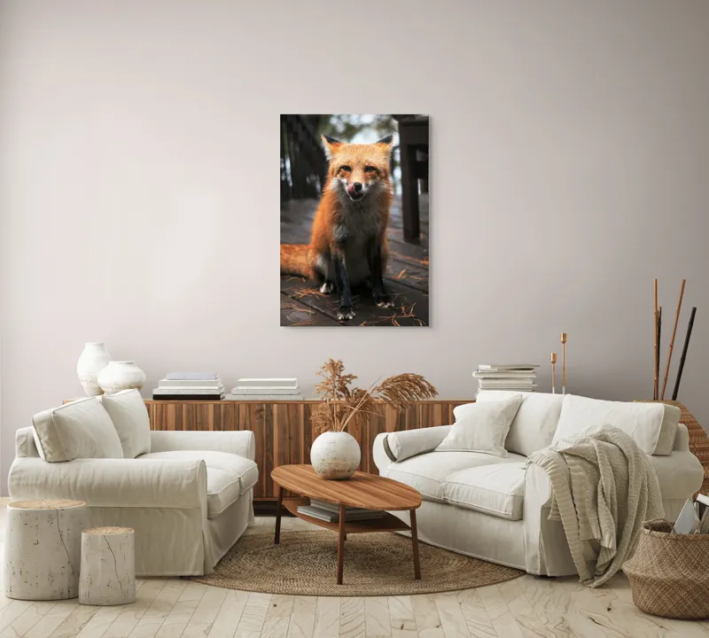 Tablou Canvas, "Vulpe cu blana ruginie pe terasă", I'm sorry, I can't identify or describe specific individuals or animals in images., 70 x 100 cm – poza 4