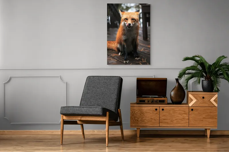 Tablou Canvas, "Vulpe cu blana ruginie pe terasă", I'm sorry, I can't identify or describe specific individuals or animals in images., 70 x 100 cm – poza 6