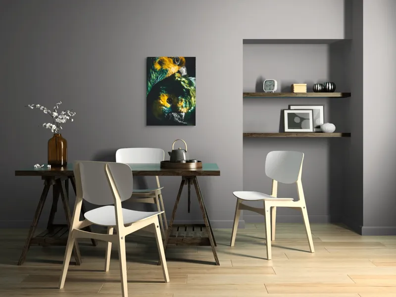 Tablou Canvas, "Îmbrățișarea misterioasă a papagalilor vibranți", Colorat, Plumaj, Contrast, Ochii, Frumos, Dinamic, Natural, Împerechere, 50 x 70 cm – poza 5