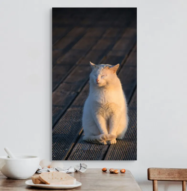 Tablou Canvas, "Pisica serenă în razele apusului", 50 x 90 cm – poza 3