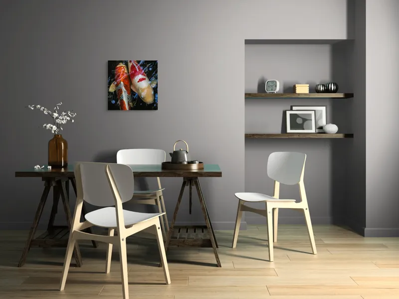 Tablou Canvas, "Dansul liniștit al peștilor koi", Pești, Apă, Culori, Reflecții, Natură, Liniște, Mișcare, Armonie, 50 x 50 cm – poza 8