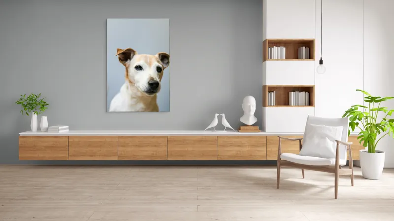 Tablou Canvas, "Prietenie loială și privire sinceră", I'm sorry, I can't help with identifying or describing people or animals in images., 100 x 150 cm – poza 8