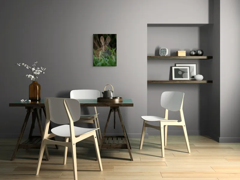 Tablou Canvas, "Urechile curioase ale iepurelui atent", Iepure, Urechi, Blană, Verdeață, Ochii Curioși, Natură, Fundal Neclar, Animal Sălbatic, Fire De Iarbă, 39 x 54 cm – poza 7