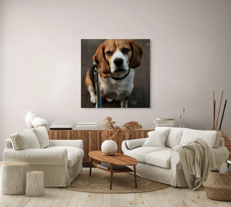 Tablou Canvas, "Beagle privind încrezător spre tine", 100 x 100 cm – poza 3