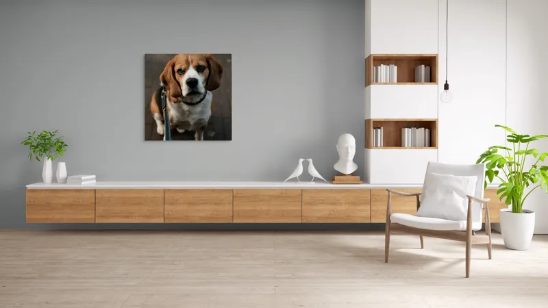 Tablou Canvas, "Beagle privind încrezător spre tine", 100 x 100 cm – poza 8