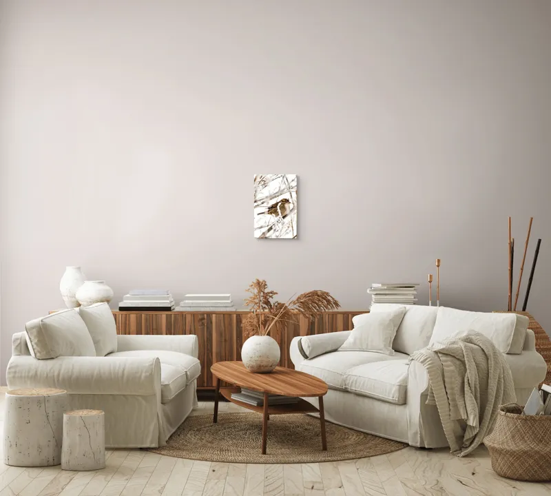 Tablou Canvas, "Vrăbiuță odihnindu-se printre crengi înghețate", Pasăre, Iarnă, Ramuri, Zăpadă, Delicatețe, Frig, Natură, Tandrețe, Supraviețuire, Frumusețe., 26 x 39 cm – poza 7