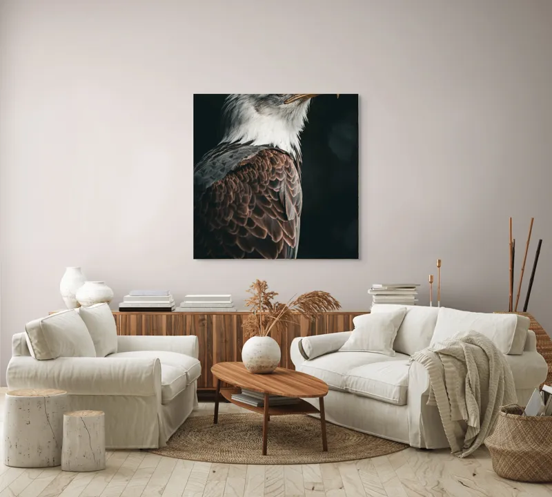 Tablou Canvas, "Privirea vulturului majestic în zare", Majestic, Regal, Proud, Intense, Vigilant, Powerful, Commanding, Noble, Graceful, 100 x 100 cm – poza 3