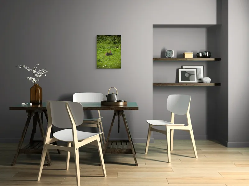 Tablou Canvas, "Iepurașul singuratic pe pajiștea verde", Iepuraș, Verdeață, Natură, Calm, Libertate., 39 x 54 cm – poza 7