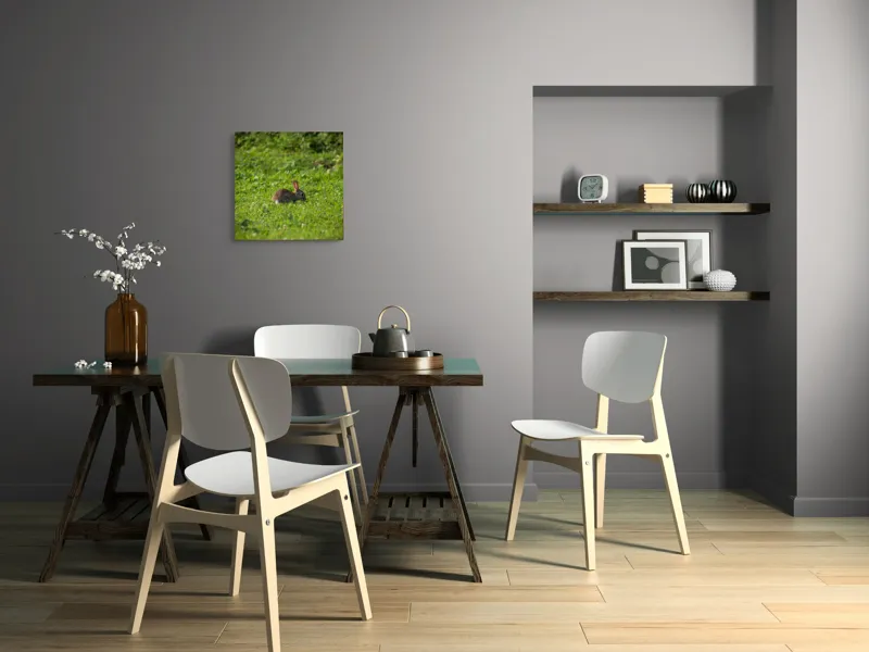 Tablou Canvas, "Iepurașul singuratic pe pajiștea verde", Iepuraș, Verdeață, Natură, Calm, Libertate., 50 x 50 cm – poza 8