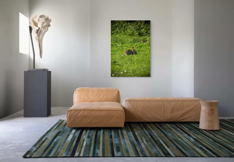 Tablou Canvas, "Iepurașul singuratic pe pajiștea verde", Iepuraș, Verdeață, Natură, Calm, Libertate., 70 x 100 cm – poza 7