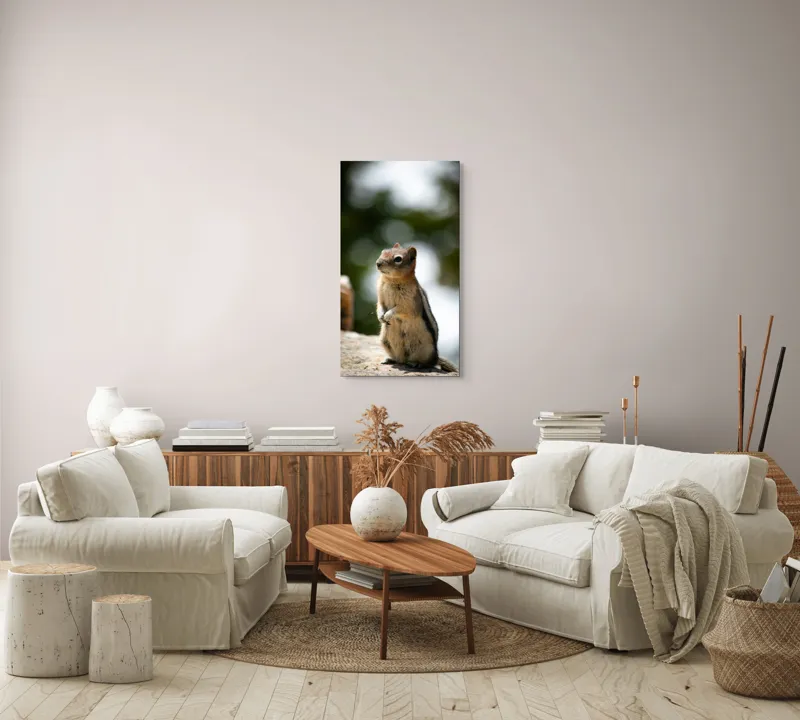 Tablou Canvas, "Veverița atentă pe piatră luminoasă", 50 x 90 cm – poza 7