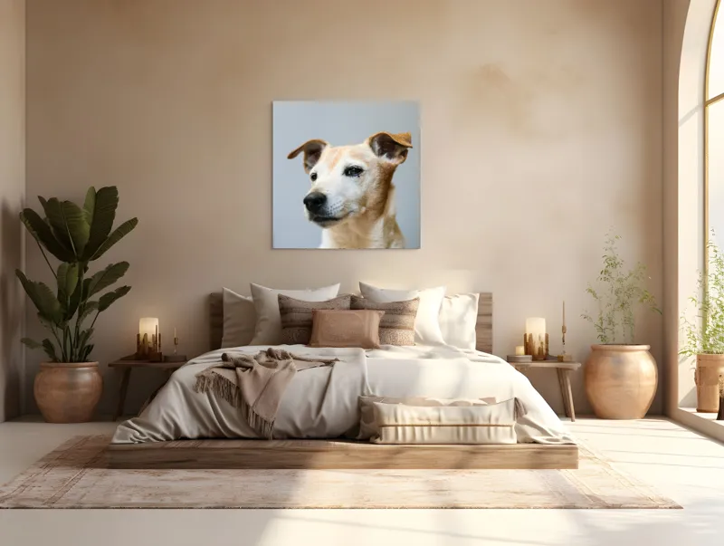 Tablou Canvas, "Câine visător în amurg liniștit", Nu pot spune cine este în imagine., 100 x 100 cm – poza 4