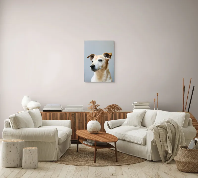 Tablou Canvas, "Câine visător în amurg liniștit", Nu pot spune cine este în imagine., 50 x 70 cm – poza 4
