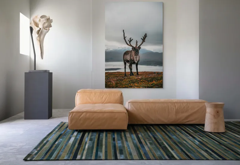 Tablou Canvas, "Rena pe crestele înzăpezite ale Nordului", Majestic, Solitary, Regal, Serene, Wilderness, Antlers, Majestic, Landscape, 100 x 150 cm – poza 7