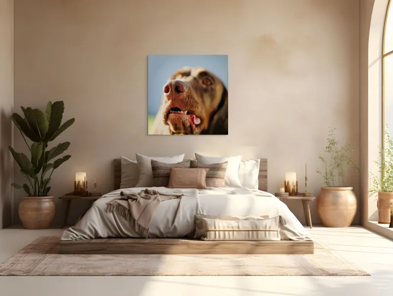 Tablou Canvas, "Câinele cu privirea în depărtare", Îmi pare rău, nu pot să-i identific sau să-i descriu pe cei din imagine., 100 x 100 cm – poza 4