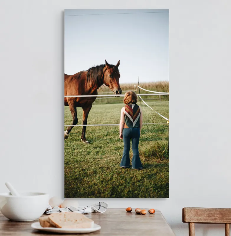 Tablou Canvas, "Întâlnire între copil și calul nobil", 50 x 90 cm – poza 3