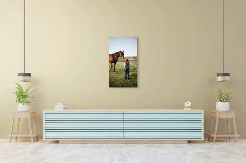 Tablou Canvas, "Întâlnire între copil și calul nobil", 50 x 90 cm – poza 6